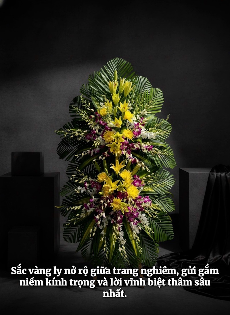 Kệ Hoa Tang Lễ 2 Tầng Lan Vàng